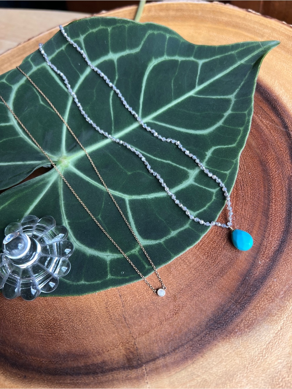 Chan Luu Turquoise Teardrop and Gold Layered Necklace Set